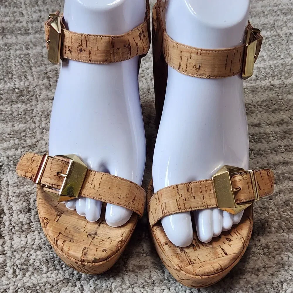 Stuart Weitzman Twofer platform wedge sandals cork size 8 - Picture 4 of 12